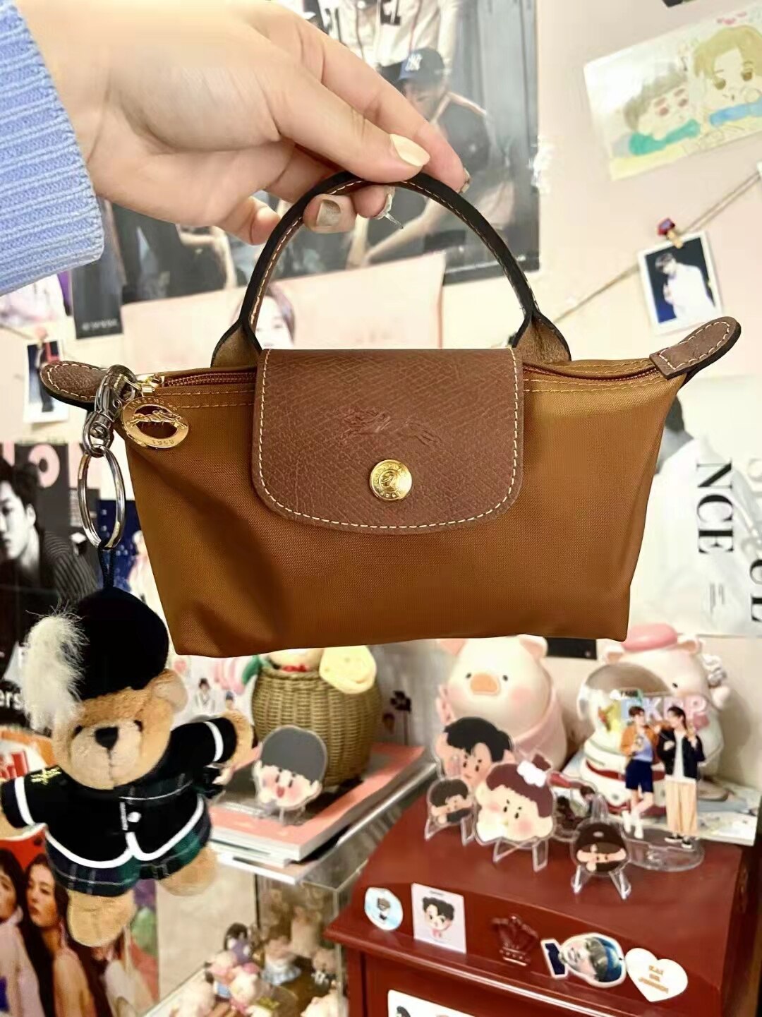 De Lc Geen. Mini Dumplings Pakket Leisure Joker Geneigd Schoudertas Met Pu Waterdichte Nylon Stof: Brown color