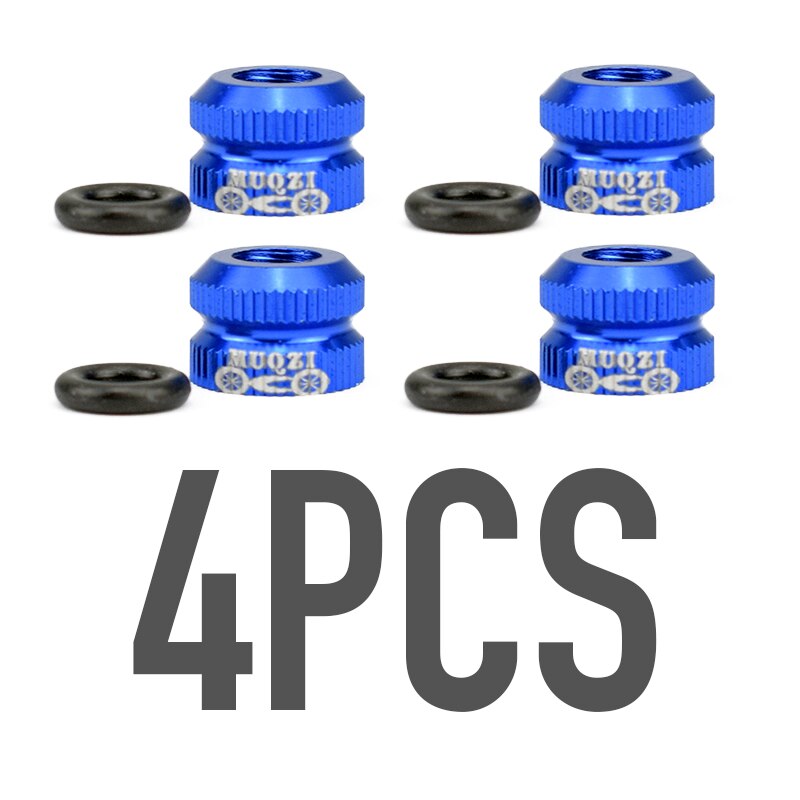 1pc 2pc 4pc MTB Road Bike Tubeless Tire Presta Valve Nut Bicycle Inner Tube Valve Cap Vacuum Tire Nozzle Nut Bicycle Accessories: 4pc blue