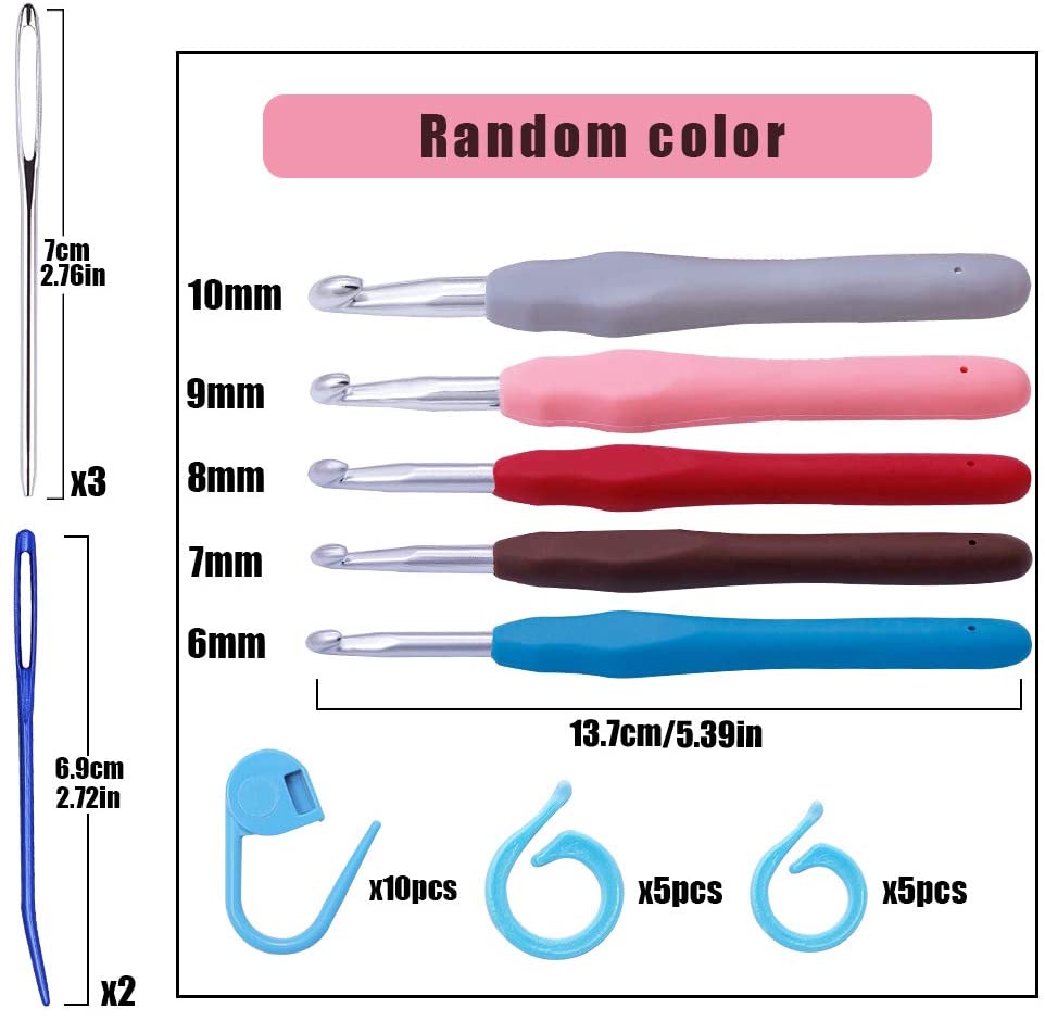 Lmdz Haaknaalden Kit, Ergonomisch Handvat Haaknaalden Breinaalden, Met Grote-Eye Garen Naalden, plastic Stitch Markers