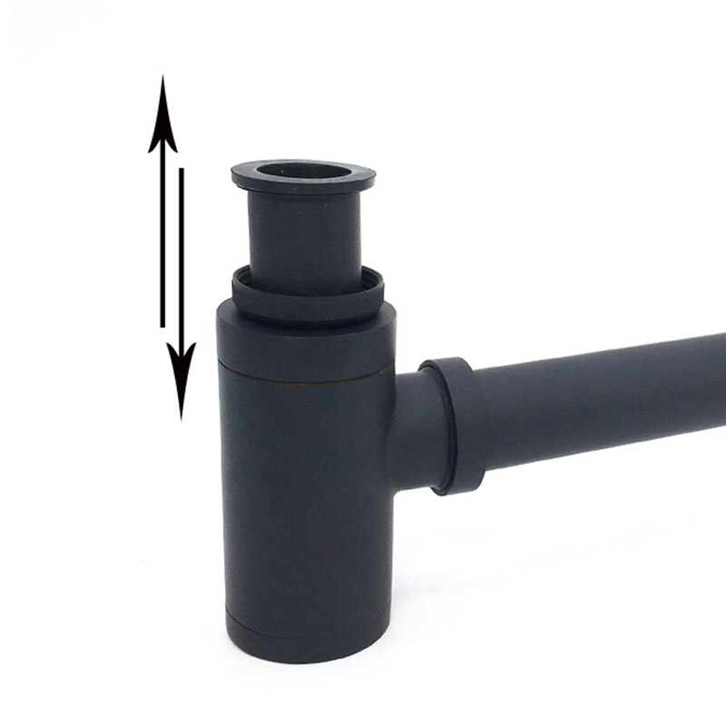 Brushed Gold Brass Pop-Up Basin Waste Drain, Basin Mixer P-Trap Waste Pipe Into The Wall Drainage Brass Vessel Or Ceramic Sink