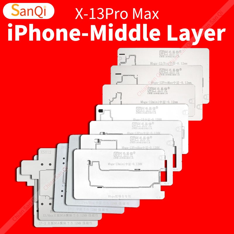 Amaoe mittelschicht-zinnsiebträger für iphone x, xs, xs max , 11 , 12, 13 pro max, mini, handy-wartungswerkzeuge, stahlgewebe, zinnanlage