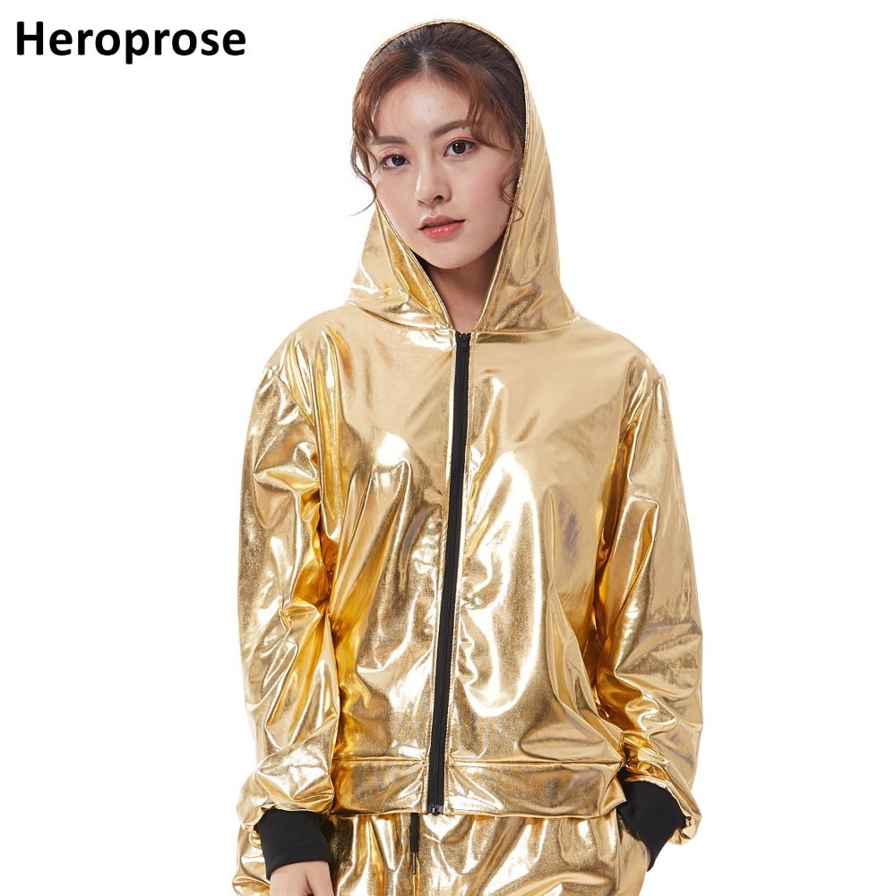 Giubbotto Bomber Jazz per bambini, abbigliamento da spettacolo teatrale dorato, cappotto da ballo, cappotto Hip Hop, moda primavera e autunno, 2024