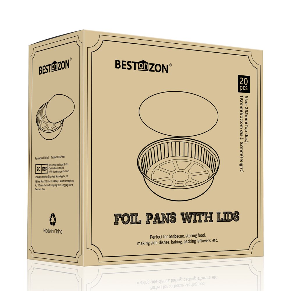 Bestonzon 20 Stuks Wegwerp Bbq Pannen Met Deksel Aluminiumfolie Barbecue Lade Voor Vet Vangen Pannen Vervangende Liner Trays