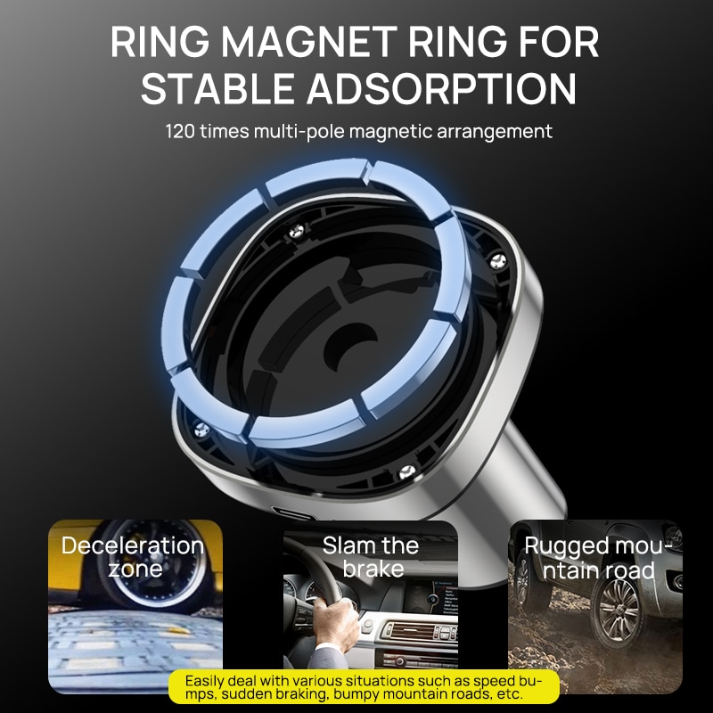 15W Support magnetique voiture pour chargeur induction support de téléphone support portable pour voiture support telephone magnetique, Station de charge rapide pour iPhone 12 13 QI