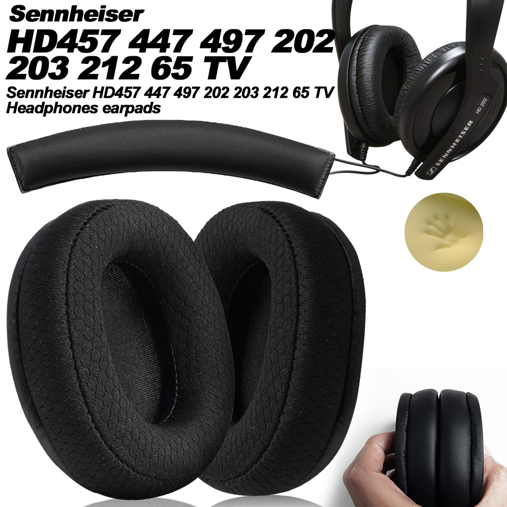Øretelefonpuder til sennheiser  hd457 hd447 hd497 hd202 hd203 hd212 hd65 tv udskiftelige ørepuder hovedtelefoner ørekopper memory: Oliven