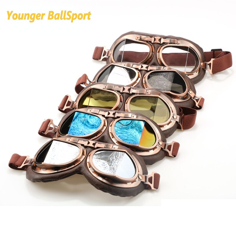 2022 retro gogle motocyklowe 100% UV400 okulary klasyczny Moto klasyczne gogle robić jazdy na rowerze pilot Steampunk wioślarz ATV miedzi kask