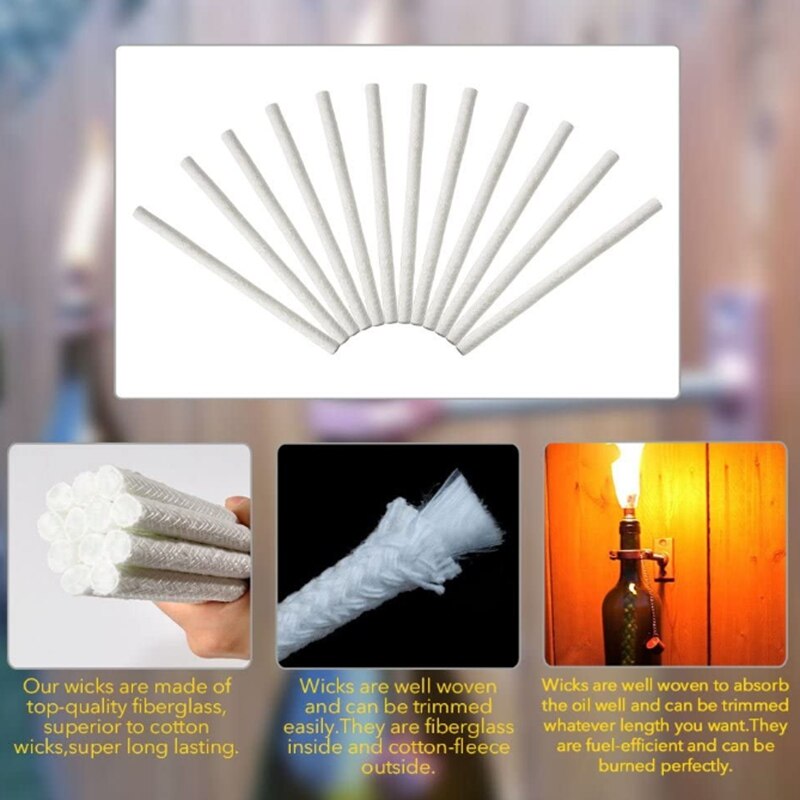 Torche Tiki en fibre de verre, 25cm, BMBY-20Pcs, mèche pour bouteille de vin, éclairage de Patio, lumière de jardin