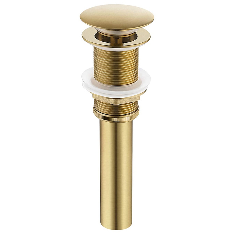 Sink Drain Without Overflow Bathroom Popup Drain Assembly Stopper Vessel Sink Brushed Brass: Gold