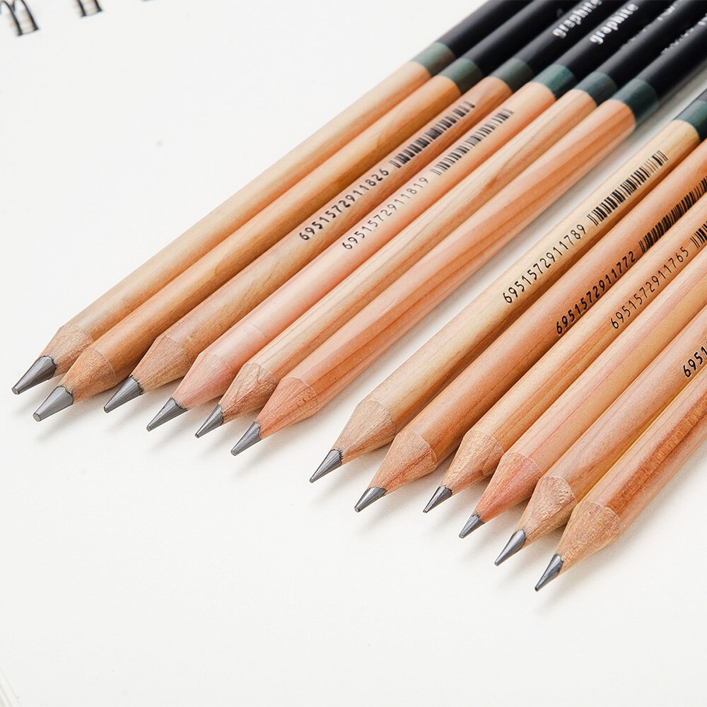 Marco 12PCS Art Sketching Pencil Cedar Wood Body&Varied Hardness of Pen Tips for Sketching Art Creation Packed in Exquisite Iron