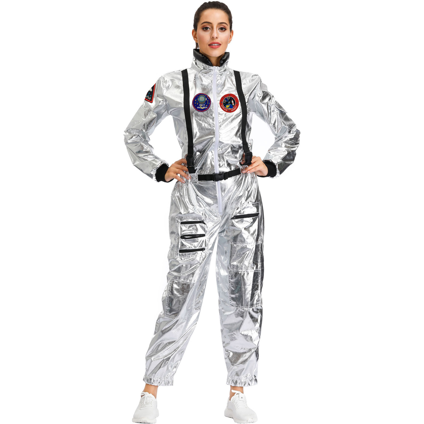 Astronaut Kostuum Volwassen Kinderen Zilveren Ruimteman Kostuum Plus Size Dames Ruimtepak: Oranje / XXL