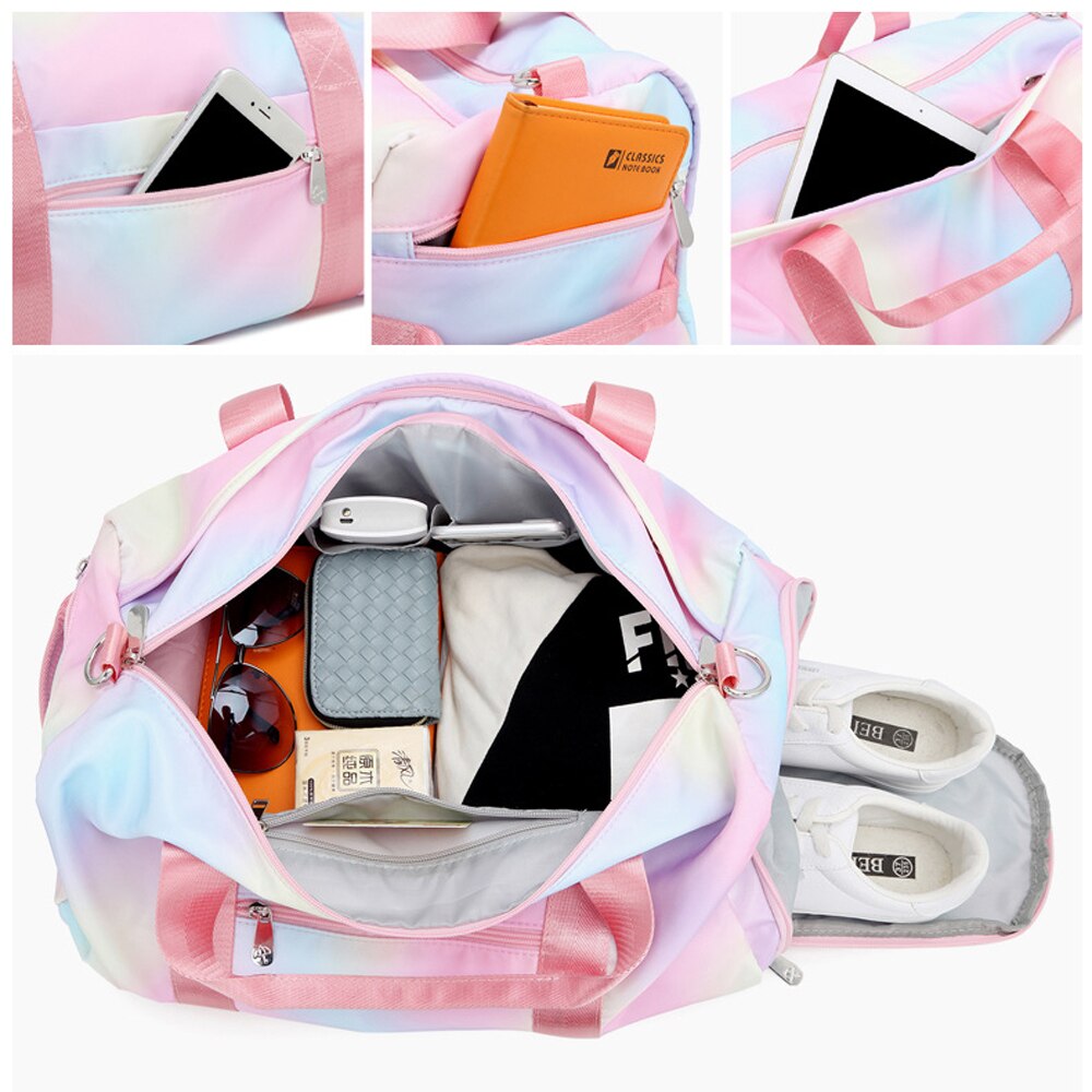 Women Waterproof Gym Bag Travel Shoulder Journey Duffle Handbags Print For Girls Canvas Luggage Organizer Schoolbags X309D
