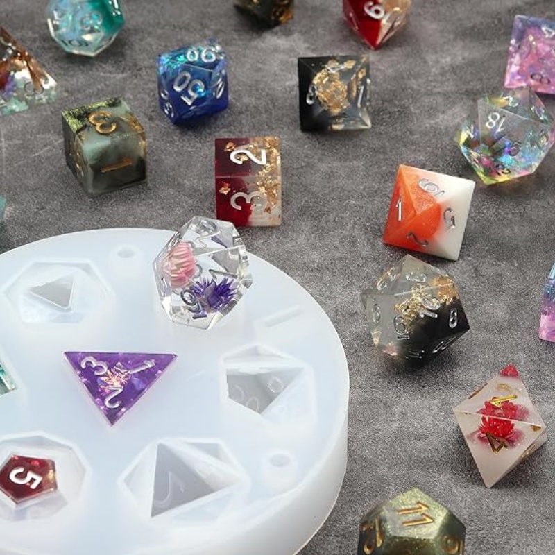 DIY gotero de cristal resina dados poliédricos llavero molde devuelto al almacén juego de ajedrez de piedras preciosas juego molde de silicona