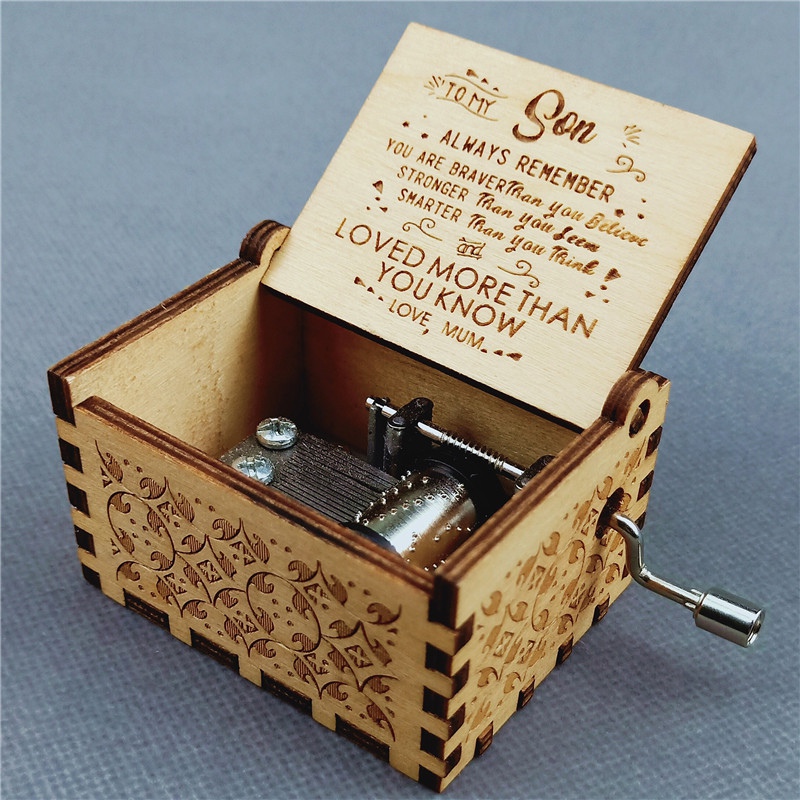 Engraved Wooden Music Box-You Are My Sunshine -Hand Cranked Wood Music Box Christmas To Mom Daughter