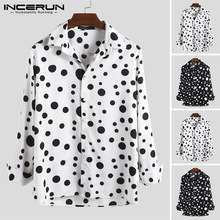 INCERUN Herfst Mode Mannen Shirt Jurk Stip Revers Hals Button Chic Camisa Casual Shirts Mannen Straat s-5XL