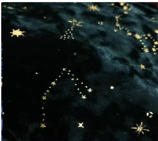 Fantastiskt måne stjärna himmel mjukt sammet tyg solid förgyllning diy sy handgjord väska klänning material 3d bronsande vävnader 90 x 160cm: Grön