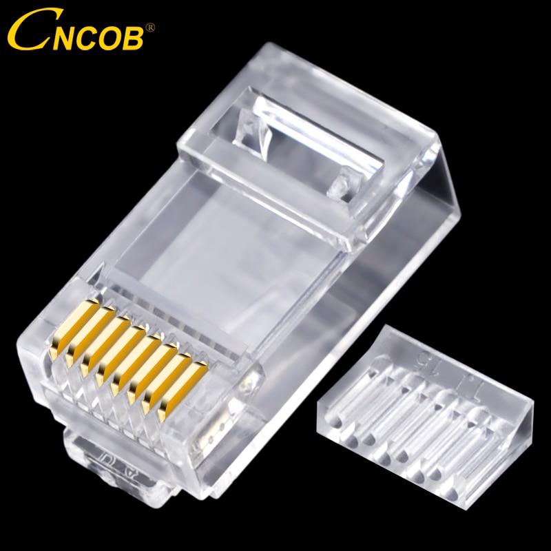 Cncob Cat6 tweedelige, rj45 netwerk connector RJ-45 netwerk kabel modulaire plug duizend M Ethernet 8p8c kristal vergulde