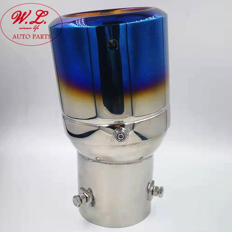 Auto Uitlaat Passen Hoek Uitlaat Universele Buis Roestvrij Staart Keel Met Netto Tip Inlet 73 Mm Outlet 101mm: bluing