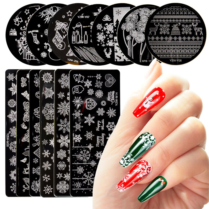 1 pc nail art stempelplaten nagellak print blad bloem dromenvanger sneeuwvlok kerst stempel schraper spons