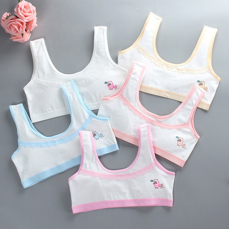 8-18years Teen Girls Training Bras Puberty Wireless Elastic Bra Cotton Sport Tank Tops Underwear Kids Bra