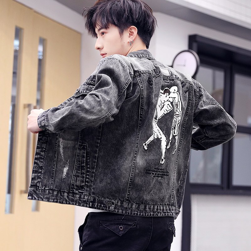 Veste en denim pour homme, veste coréenne tout-assorti pour étudiant, ample, rétro, couleur délavée, veste pour adolescent, printemps et automne
