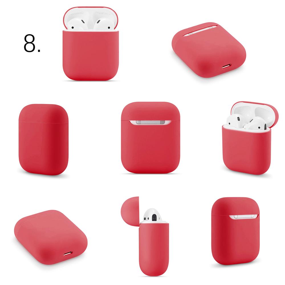 Slim Silicone Oortelefoon Case Voor Apple Airpods Case Cover Voor AirPods Draadloze Opladen Box Ultra Dunne Voor AirPods Protector Case: 8.Red