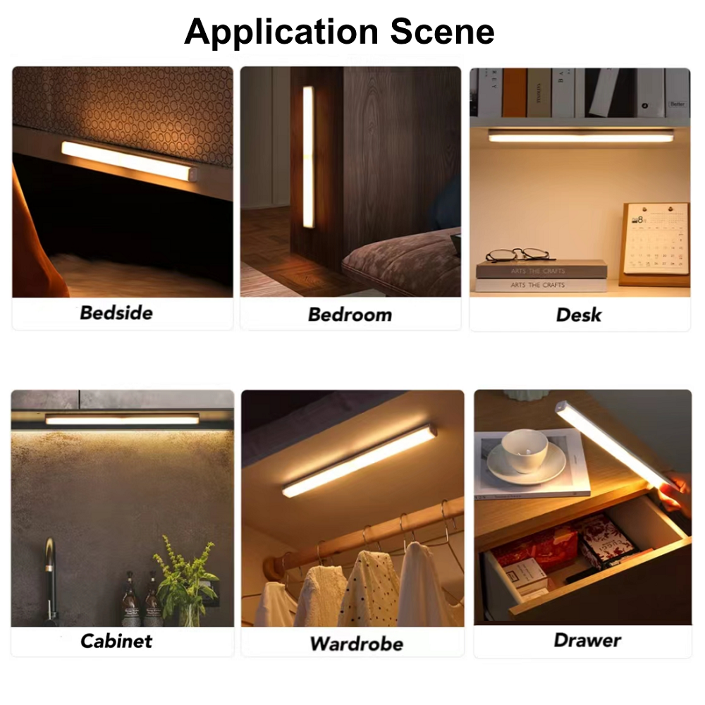 Oplaadbare bewegingssensor LED-balklicht Inductie-nachtlampje Draagbare draadloze magnetische kastlamp voor keukennachtkastje
