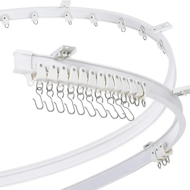 2/3/4/ 5m U-shaped L-shaped Curtain Bay Window Balcony Plastic Steel Track Set Flexible Silent Slide Track with Hook Accessories