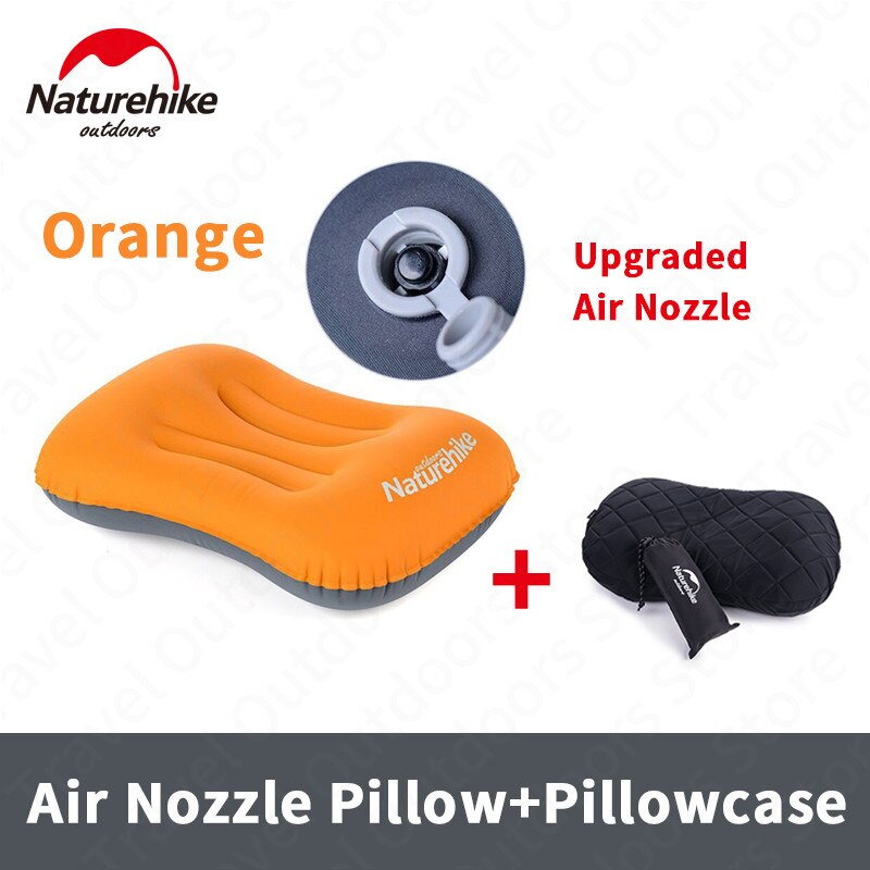 Naturehike Aufblasbare Kissen Reisen Luft Kissen Hals Camping Schlaf Getriebe Schnelle tragbar TPU Büro Freien Wandern NH17T013-Z: aktualisiert-Orange