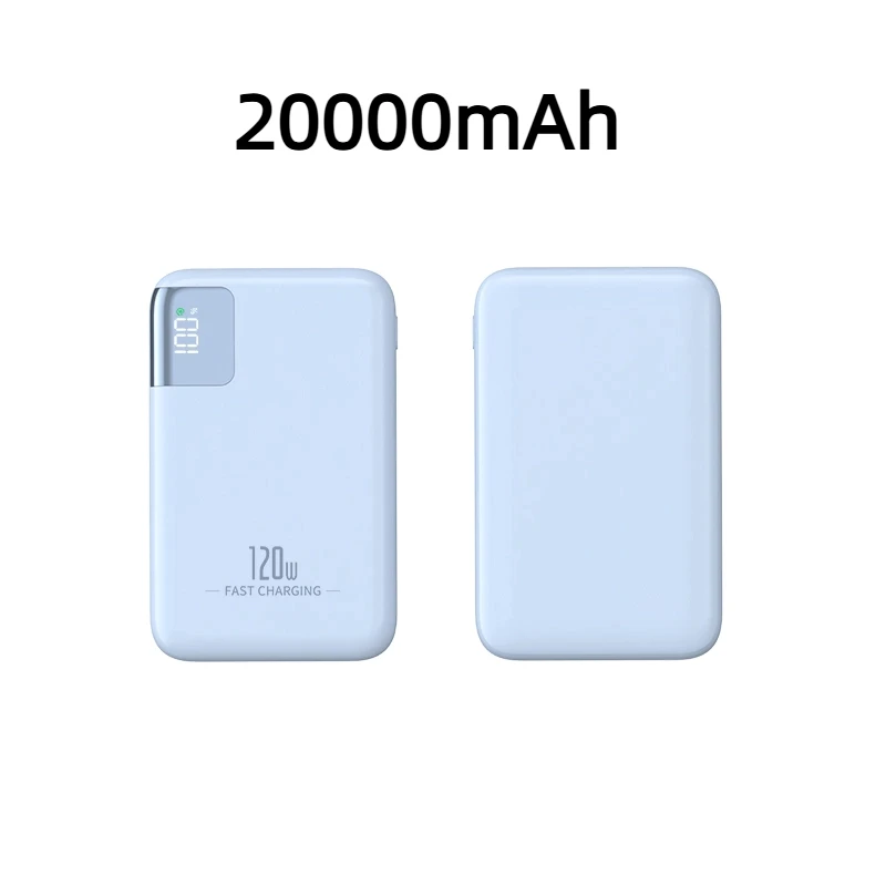 Power Bank 100000mAh 120W - Super PD 20W Pikalataus - Digitaalinen Näyttö - Kannettava: Sininen