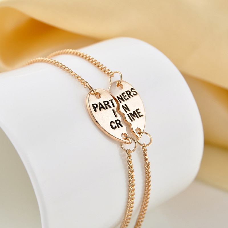Pulseras de la amistad de aleación con corazones para mujer, parejas elegantes para , de amistad para mejor amiga
