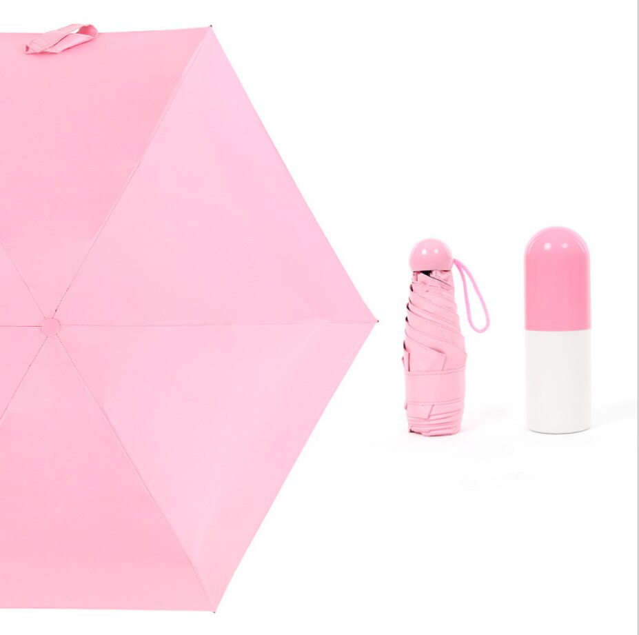 Paraguas Mini cápsula para mujer, paraguas transparente de bolsillo Anti-UV, paraguas plegable a prueba de viento, paraguas compacto para lluvia para niños: Pink