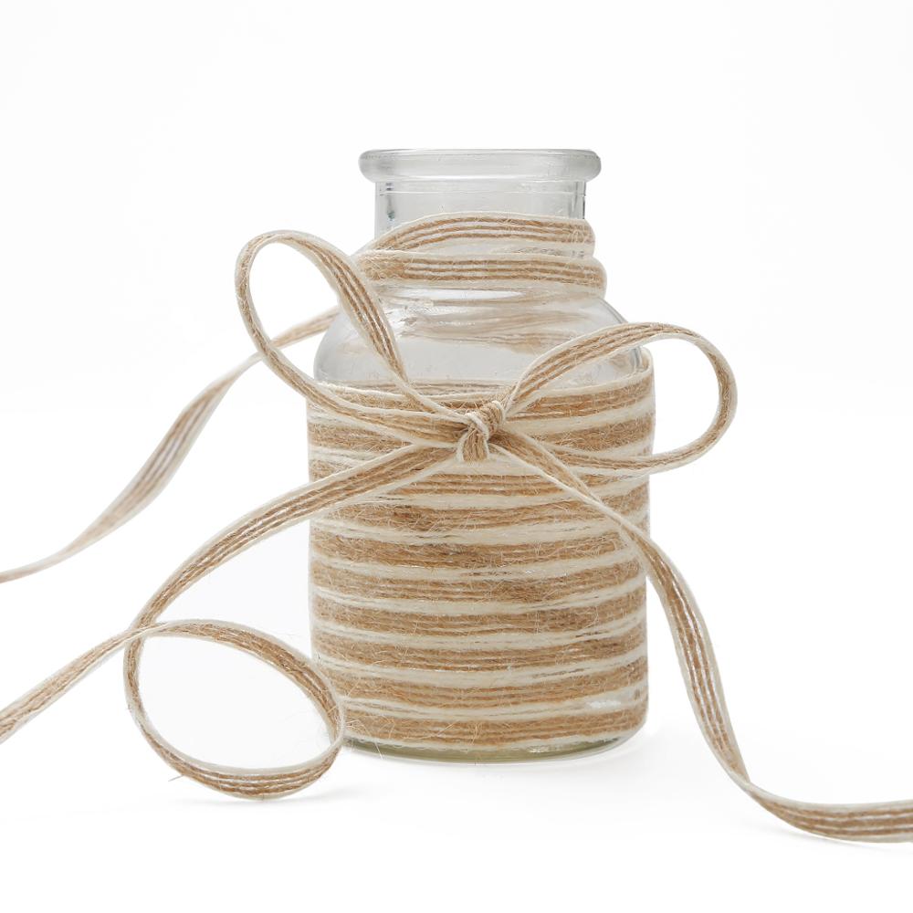 6mm bredde 10m/ ruller naturlig jute hamp reb hessian med hvidt bånd blonder diy trim stof blonder til dekoration emballage