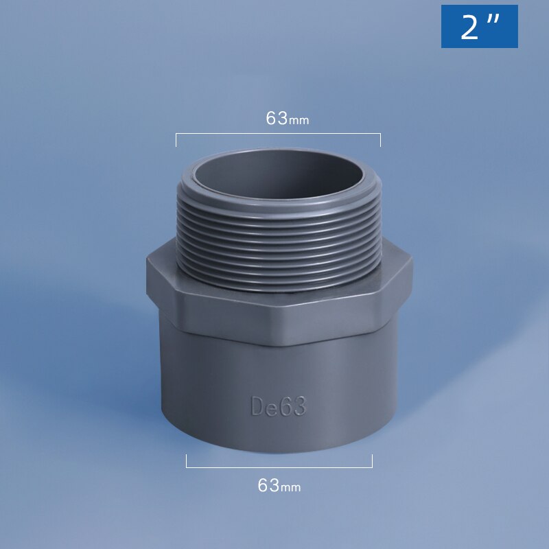 1Pcs Pvc Buisleidingen Buitendraad Slang Connector Huis Tuin Ibc Watertank Verbinding Plastic Gewrichten Adapter: 63mm