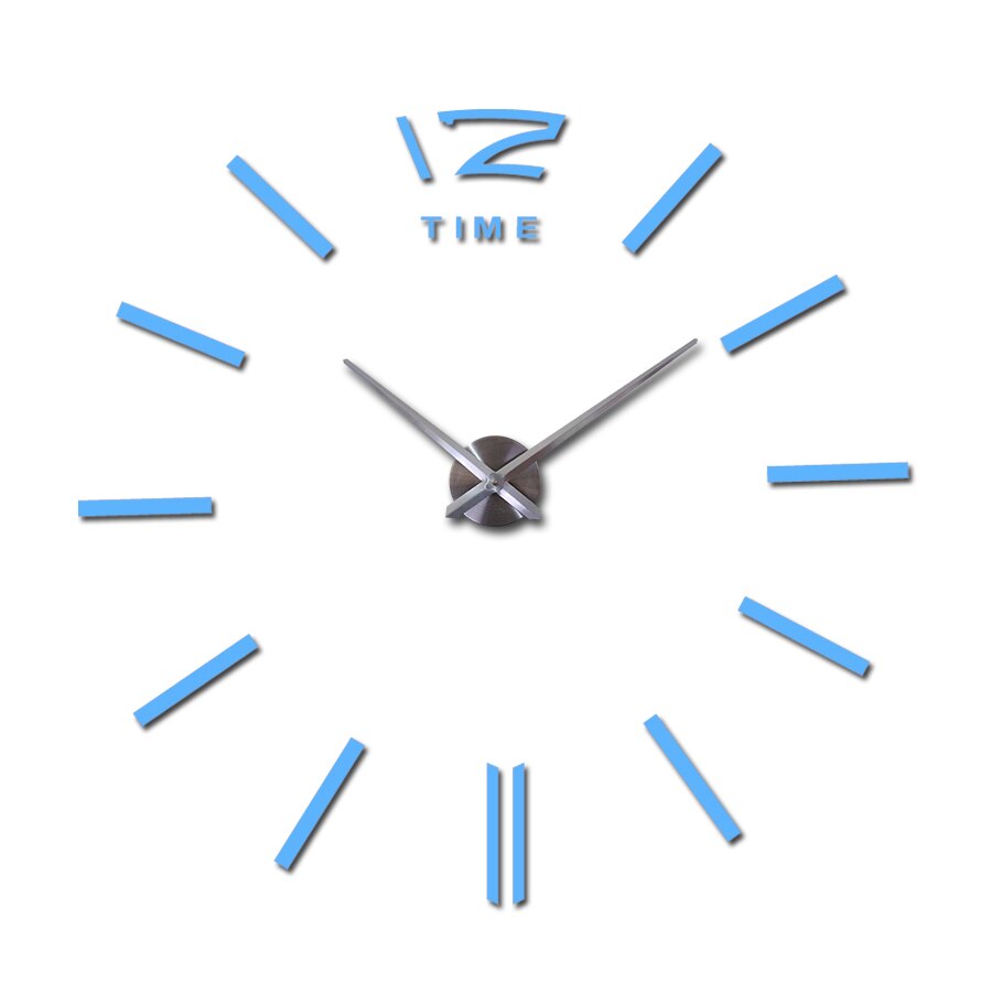 Veggklokke store dekorative klokker hjemmeinnredning 3d diy wallstickers stue reloj veggmaleri klistremerke: Himmelblå / 37 tommer