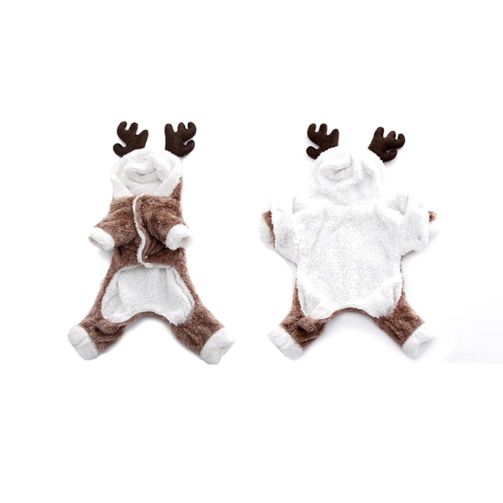 Grosso animal de estimação cachorro jumper roupas terno rena marrom 4 pernas natal filhote de cachorro cães com capuz roupa inverno quente camisola wear
