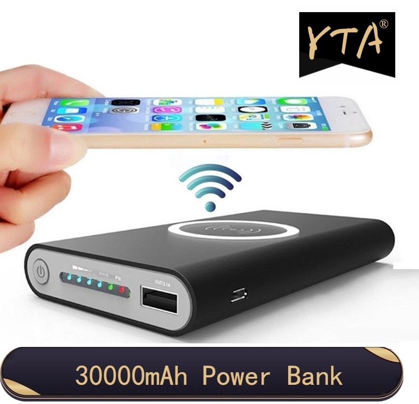 Qi Caricatore Senza Fili Banca di Potere 30000mAh Per Il IPhone X 8 Più di Samsung Nota 8 Veloce Caricatore Portatile Powerbank Mobile caricatore del telefono