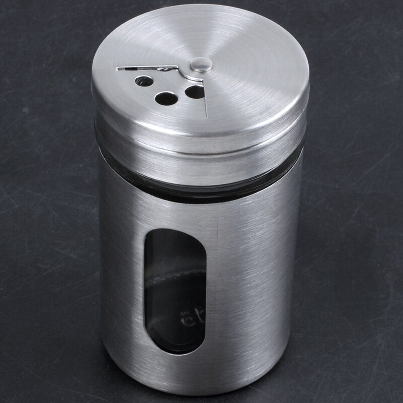 Rustfrit stål mel sigte kop bagesukker salt peber urte shaker krukke tandstikker opbevaring flaske