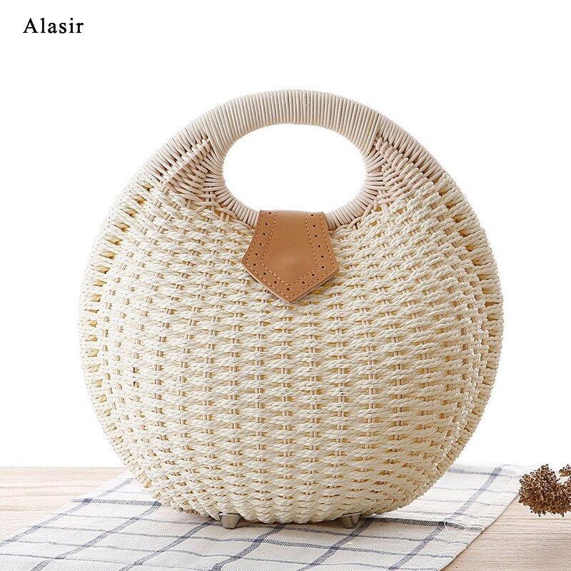 Alasir Shell Handbags Personality Cute Rattan Bag Small Straw Bag Woven Female Bags Casual Beach Bag