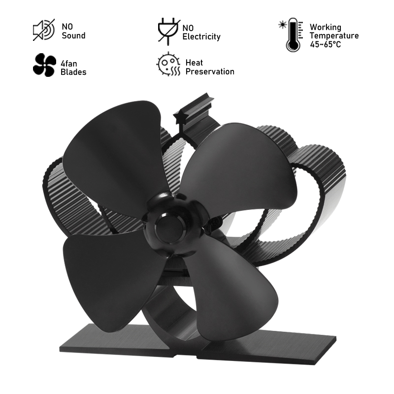 Mini Stove Fan 4 Blade Fireplace Fan Heat komin Powered Wood Burner Eco Fan Home Friendly Quiet Efficient Heat Distribution tool