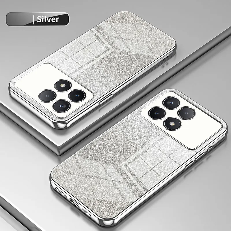 POCO X6 M6 Pro Luxury Glitter Shiny Case For Xiaomi POCO X6 Pro M6 Pro 5G Shockproof Soft Silicone Plating Transparent Cover: CANVAS / Silver