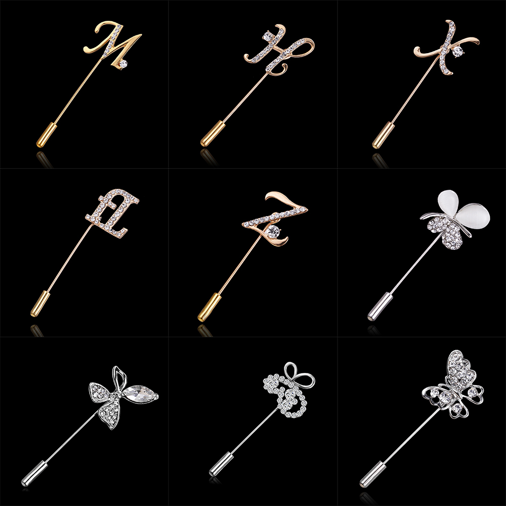 Rinhoo Vintage Mini Female Pins Brooches for Women Butterfly Letter Rhinestone Lapel Pins Badge Brooch Wedding Jewelry