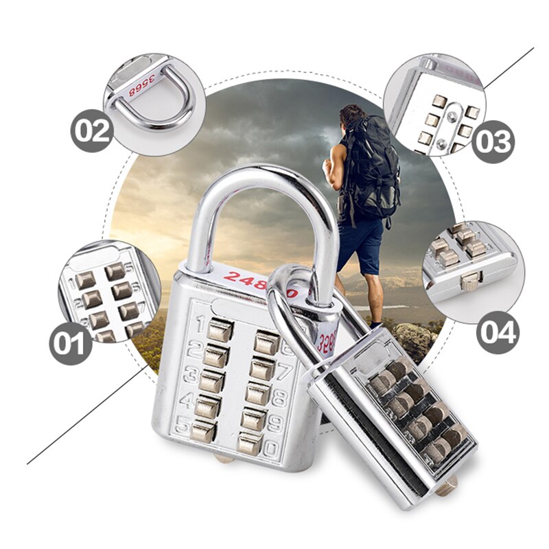 1Pcs Zinc alloy Password Padlock Mechanical Cipher Lock Waterproof Padlock Suitcase Combination Lock Blindman Keyed Padlock