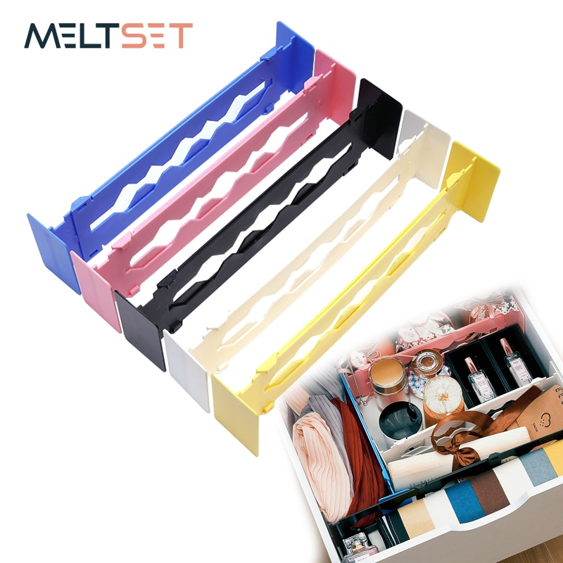 Separador de cajones de armario retráctil ajustable, listón para almacenamiento, multiusos, bricolaje, organizador, separadores para el hogar y la Oficina, 5 colores