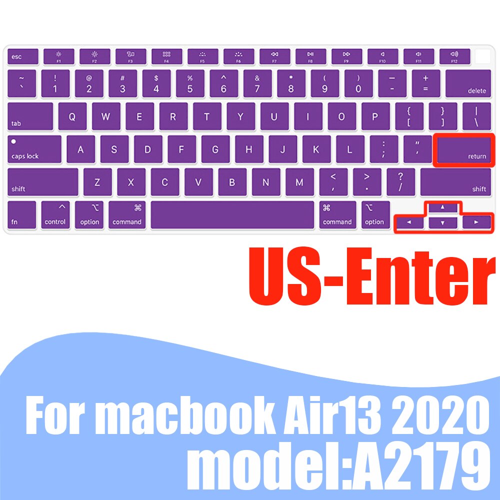 For Macbook Air13 Laptop Keyboard Cover Protective Film Air13.3 A2179 Silicone Keyboard Cover US/EU/JP Color Dust Cases: A2179 US purple