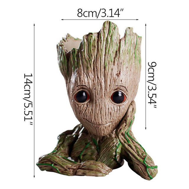 Pot de fleur moderne bébé Groot Pot de fleur stylo Pot jardin blanc plante pot en bois tissu intérieur jardinière succulente Pot bureau: Baby Groot 02
