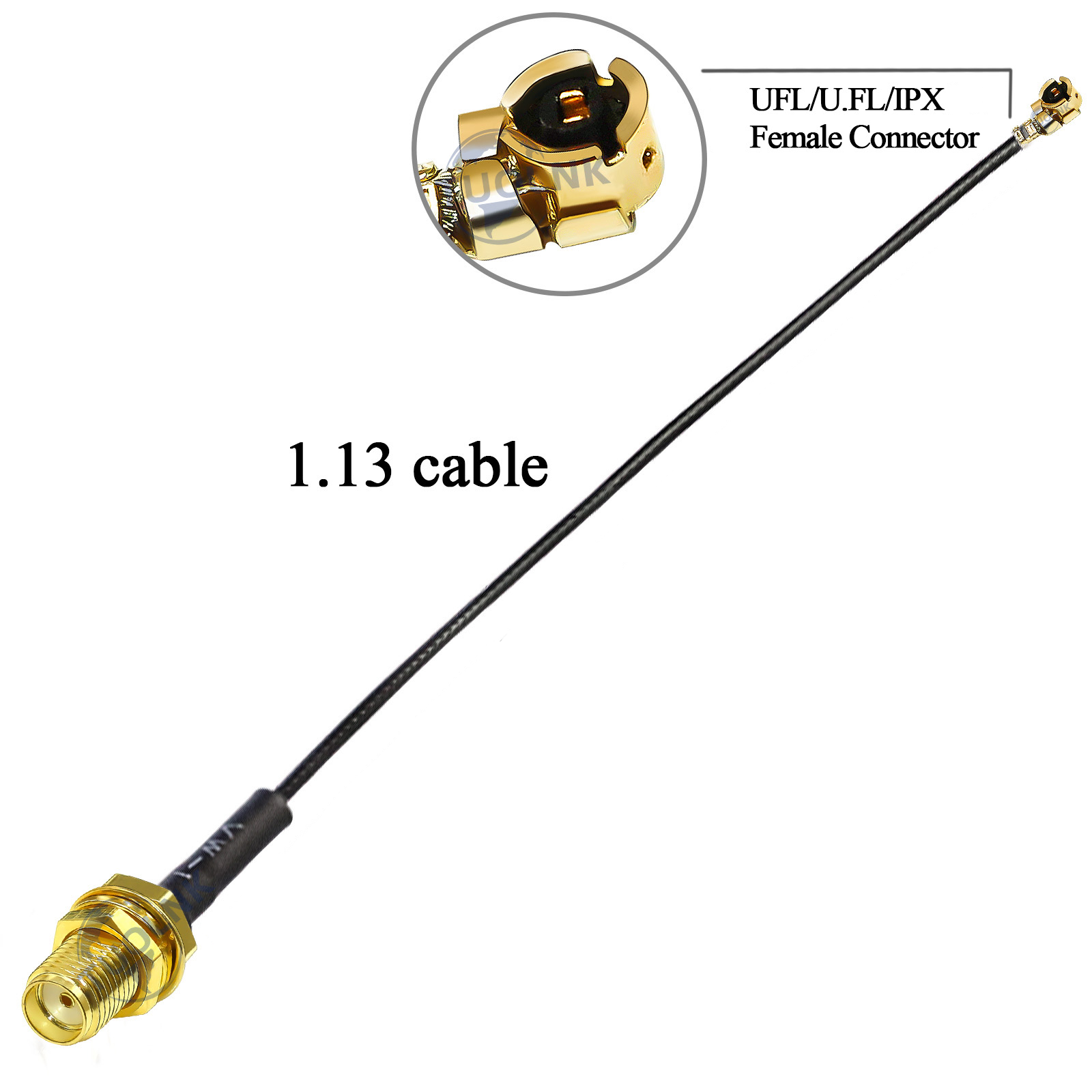 Cable IPX 1,13 conector hembra SMA a UFL/U.FL/IPX/Cable de baja pérdida IPX a (RP) Cable de extensión de antena WiFi SMA Pigtail