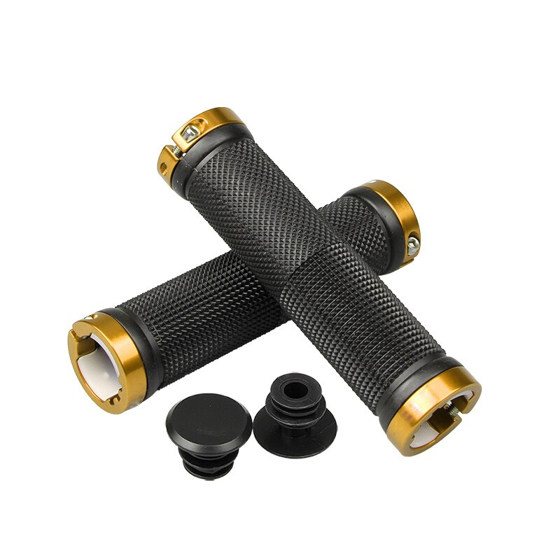 1 pair MTB BMX Road Cycling Handlebar Grips Anti-Skid Rubber Bicycle Grips Mountain Bike Lock On Bicycle Handlebars End Grips: Gold