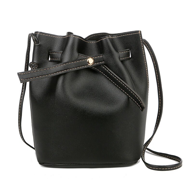 Bolso de cubo de Color sólido para mujer, bolsa de hombro, novedad de verano, primavera,: Negro