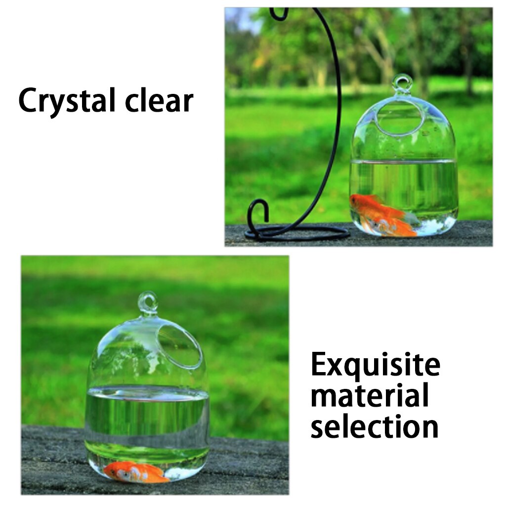 Hängande glas akvarium akvarium fisk skål genomskinlig guldfisk tank växt blomvas flaska för hem skrivbordsinredning