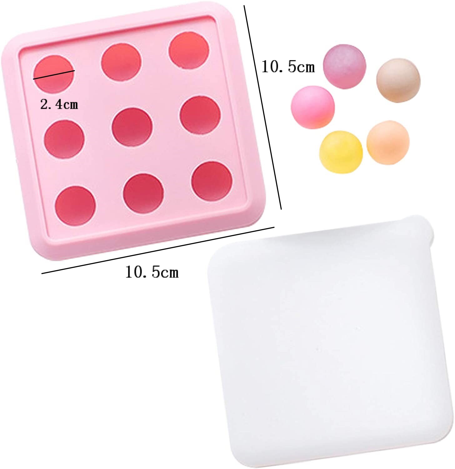 Kuglekugle silikoneform til kage bagværk bagning chokolade slik fondant bagværk rund form 3d sæbeform gør det selv dekoration: Pink 2.4cm 9 huller